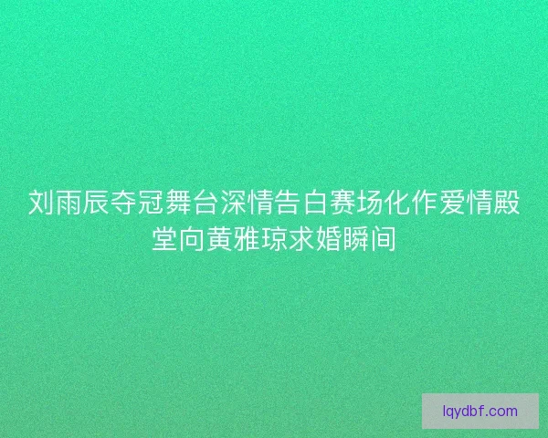 刘雨辰夺冠舞台深情告白赛场化作爱情殿堂向黄雅琼求婚瞬间