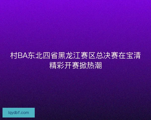 村BA东北四省黑龙江赛区总决赛在宝清精彩开赛掀热潮